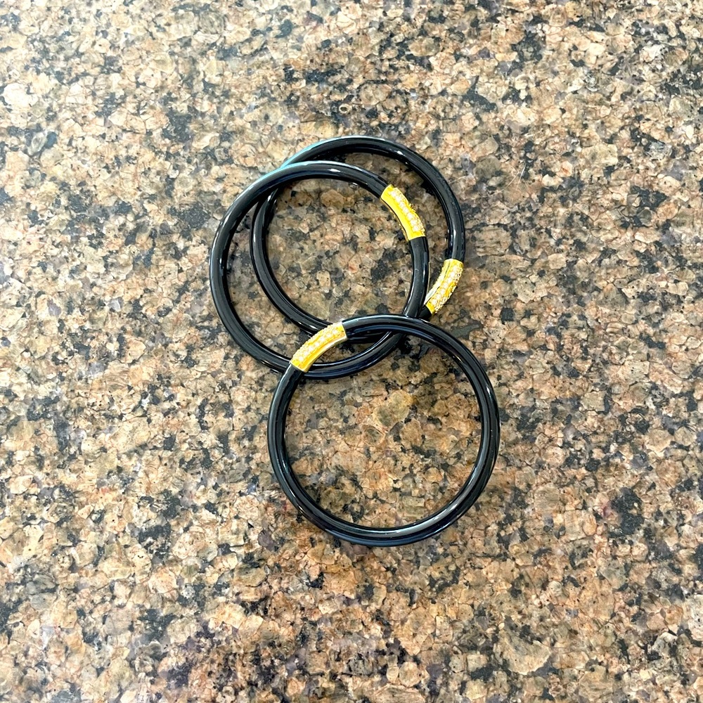 3 Black Buddha Girl bangles, never worn!